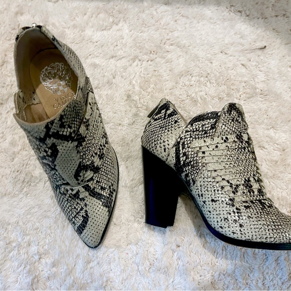Vince Camuto Gannilla Western Booties - Suede & Snake Print Leather Ankle Boots With Back Zipper
